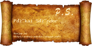 Pákai Sándor névjegykártya